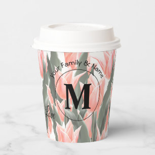 Elegantes Anstrich von Monogramm-Pfirsichfarben Pappbecher