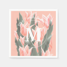 Elegantes Anstrich von Monogramm-Pfirsichfarben Serviette