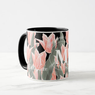 Elegantes Anstrich von Monogramm-Pfirsichfarben Tasse