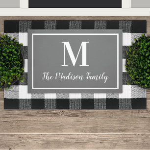 Elegantes, anthrazitgraues, individuelles Monogram Fußmatte