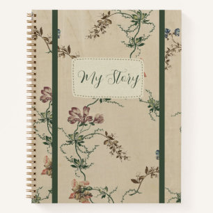 Elegantes Antikes Blumenmuster Notizbuch