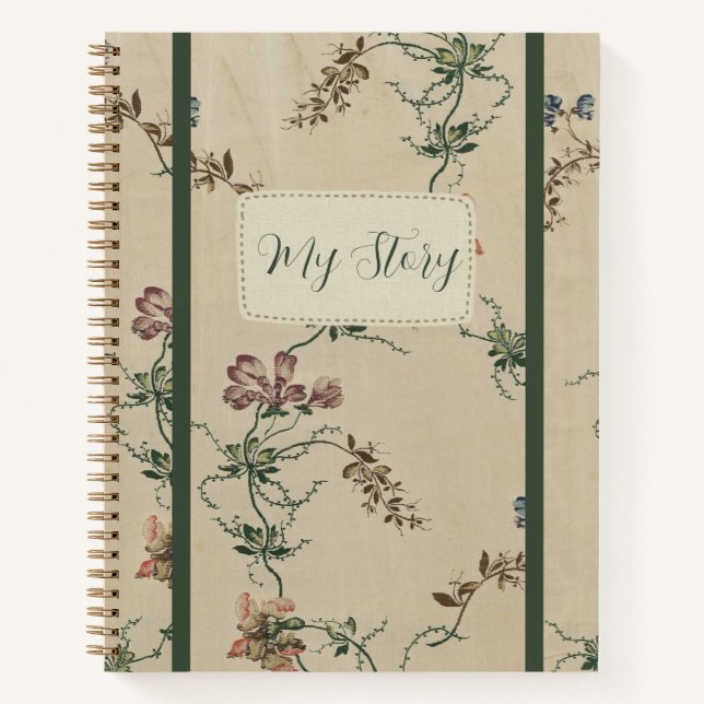 Elegantes Antikes Blumenmuster Notizbuch (Vorderseite)