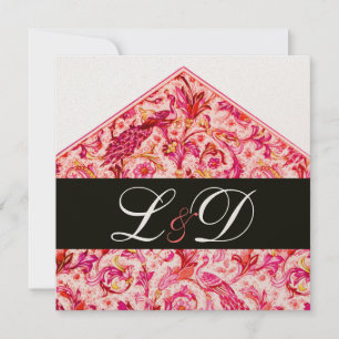 ELEGANTES ANTIKES FLORENTINISCHES ROSA BLUMENMONOG EINLADUNG
