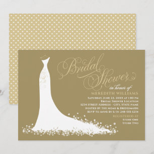 Elegantes antikes Gold Wedding Gown Brautparty Einladung