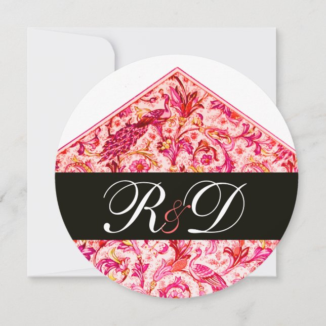 ELEGANTES ANTIQUE FLORENTINPINK-FLORALLMONOGRAMM EINLADUNG (Vorderseite)