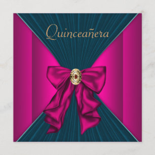 Elegantes Aqua-Blau und Pink Quinceanera Einladung