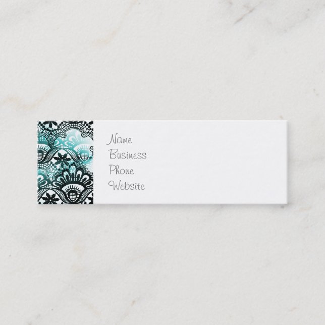 Elegantes Aqua-blaues Schwarzes verblaßte Mini Visitenkarte (Vorderseite)