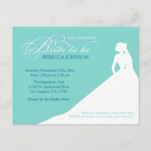 Elegantes Aqua-Blue "Bride to Be" Brautparty Einladung