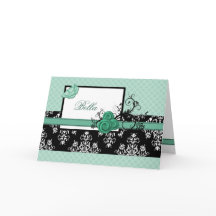 elegantes Aqua-floral Business Dankeschön Karten