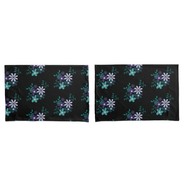 Elegantes Aqua grün lila violett Dark BG Kissenbezug (Vorderseite-Set)