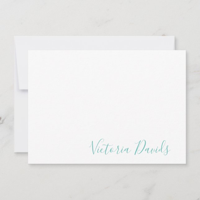 Elegantes Aqua-Personalisiertes Signaturskript Mitteilungskarte (Vorderseite)