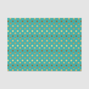 Elegantes Aqua und goldenes Tupfen-Seidenpapier Seidenpapier