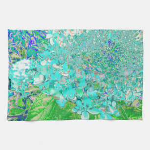 Elegantes Aqua- und Grünes Limelight-Hortensien-De Geschirrtuch