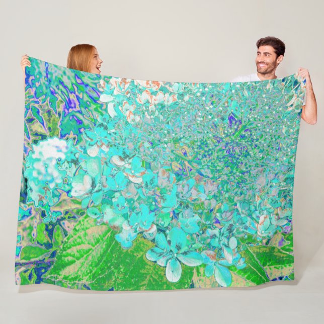 Elegantes Aqua und grünes Limelight Hydrangea Deta Fleecedecke (Beispiel)