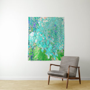Elegantes Aqua und grünes Limelight Hydrangea Deta Wandteppich