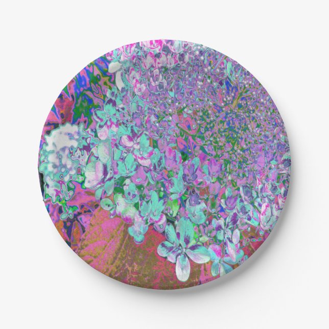 Elegantes Aqua und Lila Limelight Hydrangea Detail Pappteller (Vorderseite)