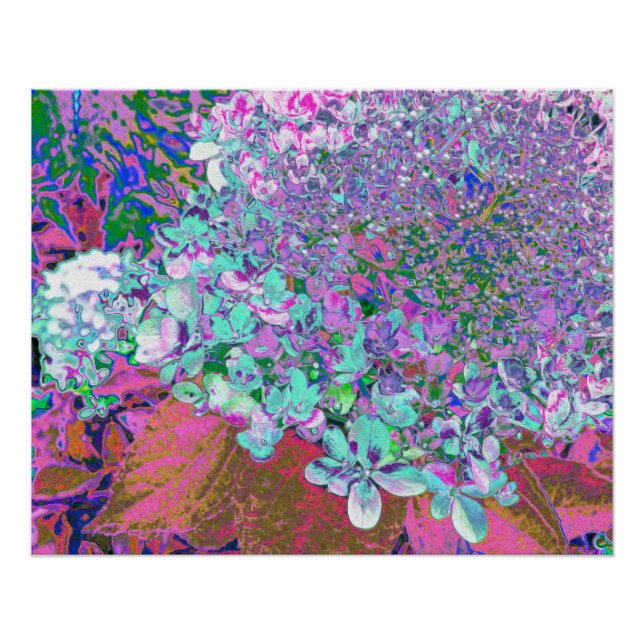 Elegantes Aqua und Lila Limelight Hydrangea Detail Poster (Vorderseite)