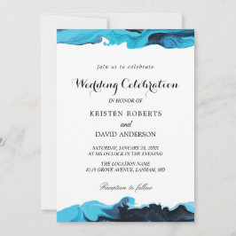 Elegantes Aqua und Schwarze Hochzeitsfeiern Einladung