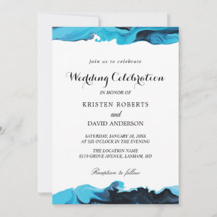 Elegantes Aqua und Schwarze Hochzeitsfeiern Einladung