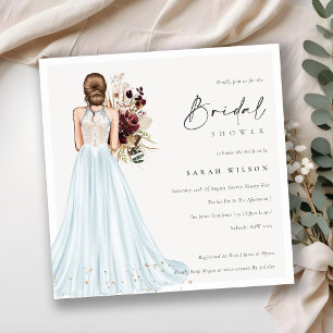 Elegantes Aqua Wedding Gown Brautparty laden Dankeskarte