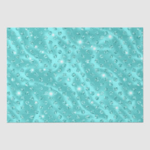 Elegantes Aquablaues Metallic-Glitter-Polka-Punkt- Seidenpapier