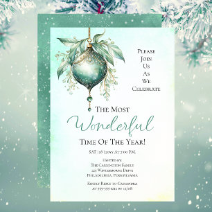 Elegantes Aquamarin Bauble Wonderful Time Year Par Einladung
