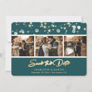 Elegantes Aquamarin-Gold-Hochzeiten-Foto Save the  Save The Date