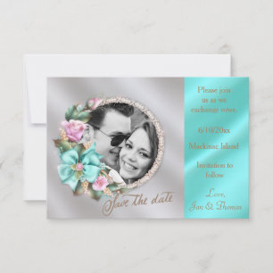 Elegantes Aquamarin-Gold-Silber-Foto Save the Date