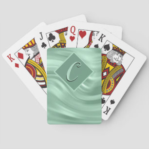 Elegantes Aquamarin Swirl Monogram Modernst Spielkarten