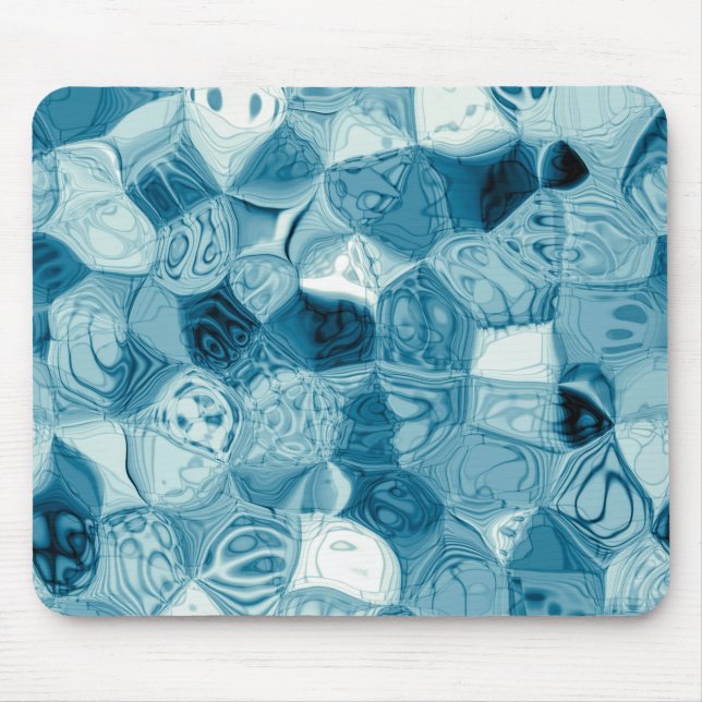 Elegantes Aquamarines, Abstraktes geometrisches Pr Mousepad (Vorne)