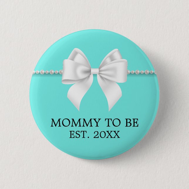 Elegantes Aquamarines Aqua Tiffany Mutter, um Baby Button (Vorderseite)