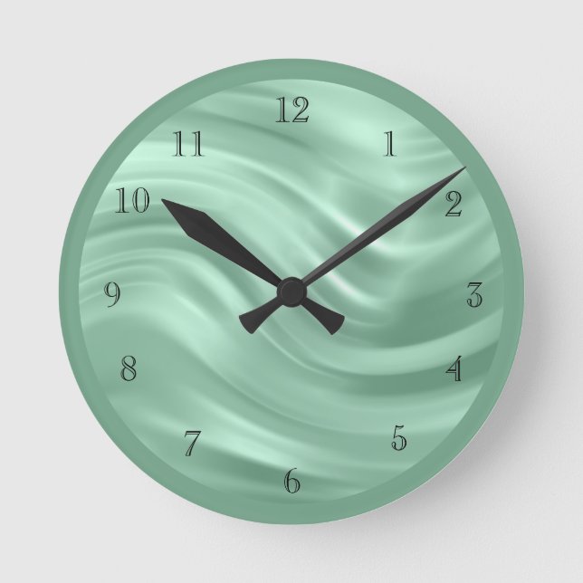 Elegantes Aquamarines blaues Swirl Design dekorati Runde Wanduhr (Vorderseite)