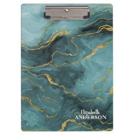 Elegantes Aquamarines Blue Agate Geode Marble Mono Klemmbrett