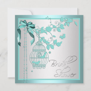 Elegantes Aquamarines Blue Birdcage-Brautparty Einladung