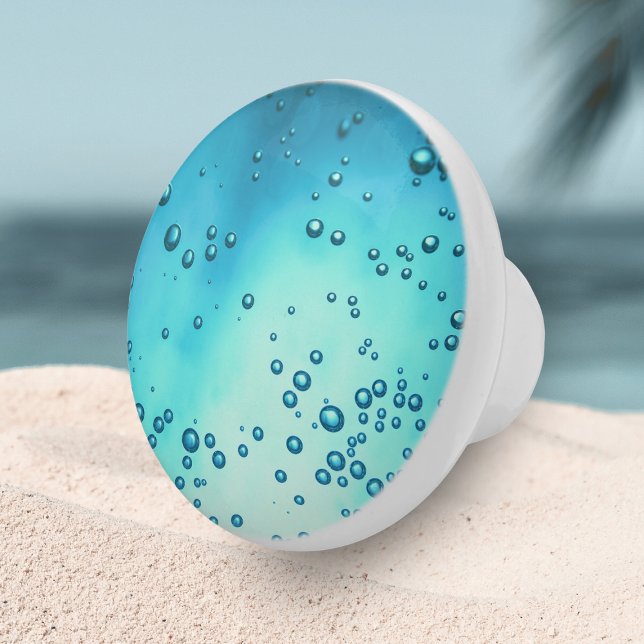 Elegantes Aquamarines Blue Ocean Sea Glass Design Keramikknauf (Von Creator hochgeladen)