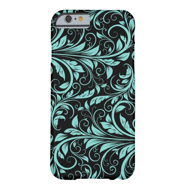 Elegantes aquamarines Blumenmuster des blauen und Case-Mate iPhone Hülle (Rückseite)
