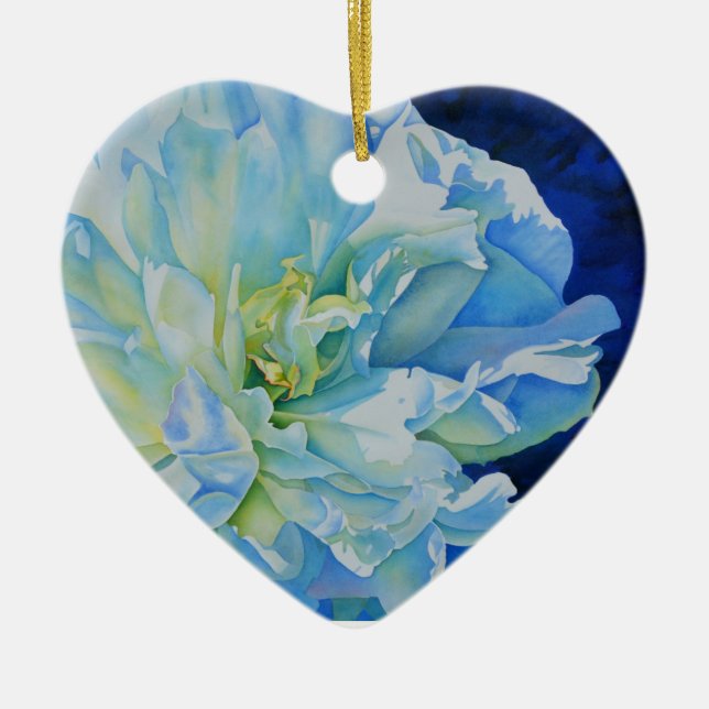 Elegantes aquamarines Blumenwasser Keramik Ornament (Vorne)