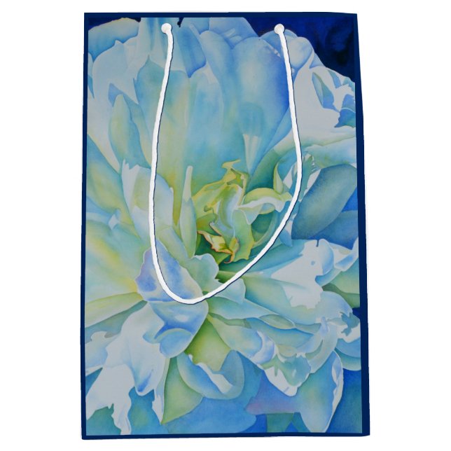 Elegantes aquamarines Blumenwasser Mittlere Geschenktüte (Vorderseite)