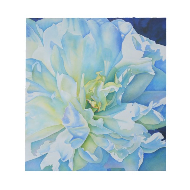 Elegantes aquamarines Blumenwasser Notizblock (Vorderseite)