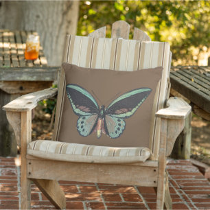 Elegantes aquamarines Brown und schwarzer Kissen