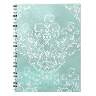 Elegantes Aquamarines Damask-Notebook Notizblock