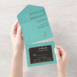 Elegantes Aquamarines Fab All In One Einladung