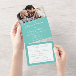 Elegantes Aquamarines Foto Einladung zur Hochzeit