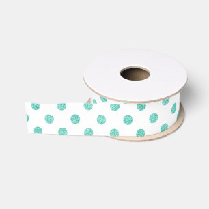 Elegantes aquamarines Glitzer-Polka-Punkt-Muster Ripsband
