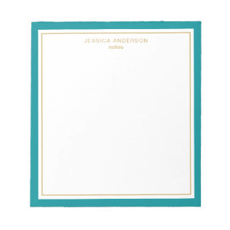 Elegantes Aquamarines Gold Personalisiert Notizblock
