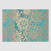 Elegantes Aquamarines Green Gold Mandala Muster
