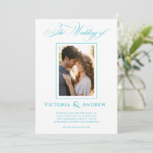 Elegantes Aquamarines Hochzeitserlebnis und Foto Einladung