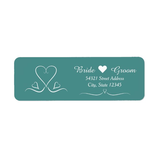 Elegantes Aquamarines Hochzeitsherz-Etikett (Vorne)