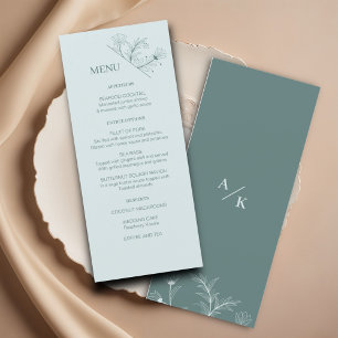 Elegantes Aquamarines Hochzeitsmenü Menükarte