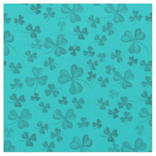 Elegantes Aquamarines Kleeblatt Muster Niedlich un Stoff